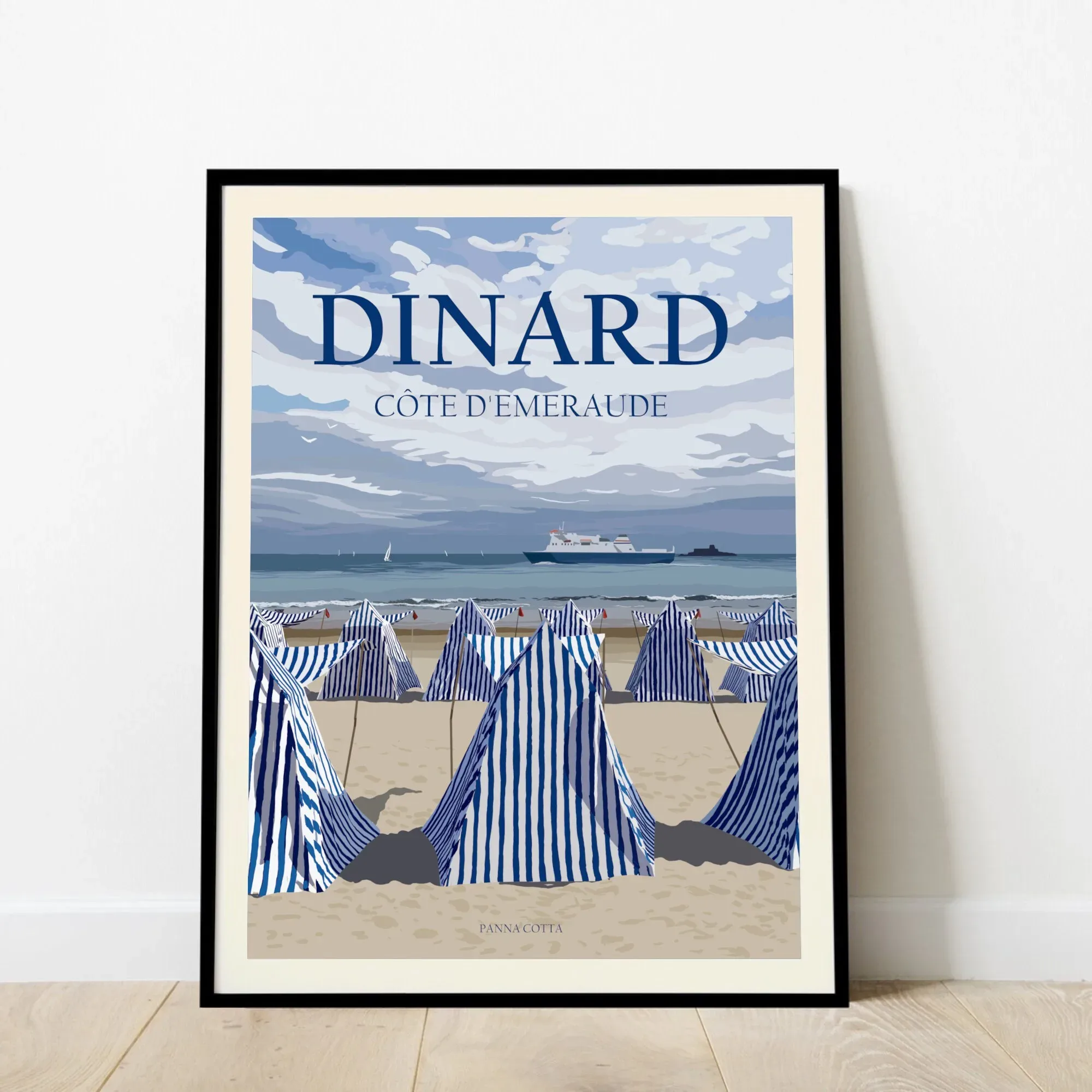 Affiche des tentes de plage sur la plage de l'écluse à Dinard