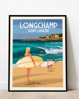 Affiche de Saint-Lunaire, la plage de Longchamp, 45×60 ou 50×70 cm, livraison offerte