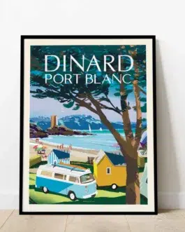 Affiche de la plage de Port-Blanc à Dinard – 45×60 cm ou 50×70 cm, livraison gratuite